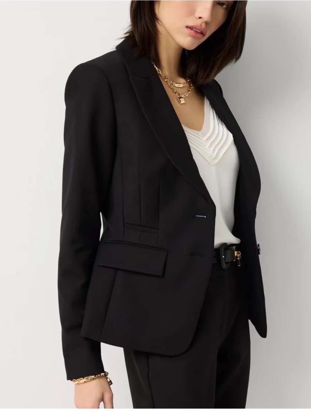 White House Black Market Black Single-Button Tailored Blazer